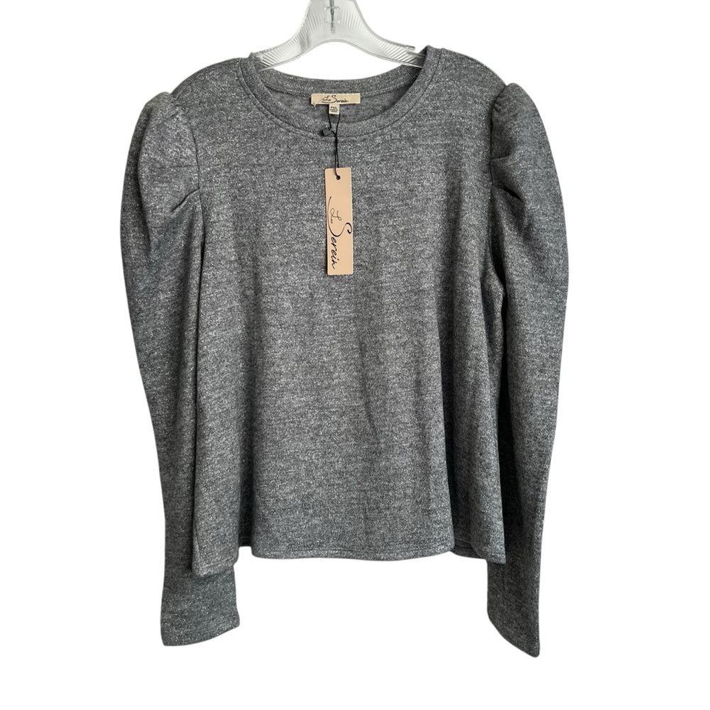 Les Serein PXL Gray Women's Sweater‎ Puffy Shoulders NWT
